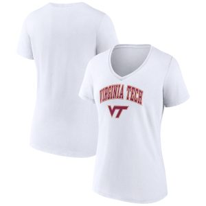 Women's Fanatics Branded White Virginia Tech Hokies Evergreen Campus V-Neck T-Shirt