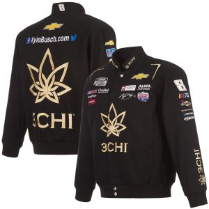 Men's JH Design Black Kyle Busch 3Chi Twill Uniform Full-Snap Jacket
