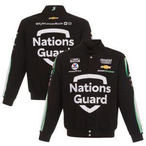 Men's JH Design Black Kyle Larson Nations Guard Twill Uniform Full-Snap Jacket