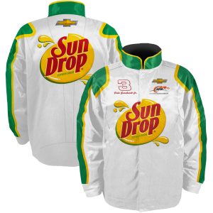 Men's JR Motorsports Official Team Apparel White/Green Dale Earnhardt Jr. Sun Drop Nylon Uniform Full-Snap Jacket