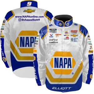 Youth Hendrick Motorsports Team Collection White Chase Elliott NAPA Nylon Uniform Full-Snap Jacket