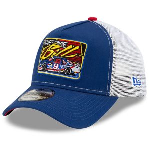 Men's New Era Blue/White Bill Elliott Legends 9FORTY A-Frame Adjustable Trucker Hat