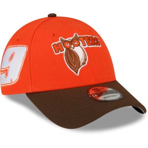Men's New Era Orange/Brown Chase Elliott 9FORTY Hooters Big Number Snapback Adjustable Hat