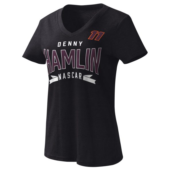 Women's G-III 4Her by Carl Banks Black Denny Hamlin Dream Team V-Neck T-Shirt