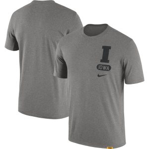 Men's Nike Heather Gray Iowa Hawkeyes Campus Letterman Tri-Blend T-Shirt