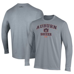 Men's Under Armour Gray Auburn Tigers Soccer Arch Over Performance Long Sleeve T-Shirt