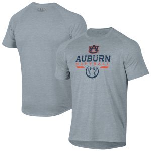 Men's Under Armour Gray Auburn Tigers Softball Icon Raglan Performance T-Shirt