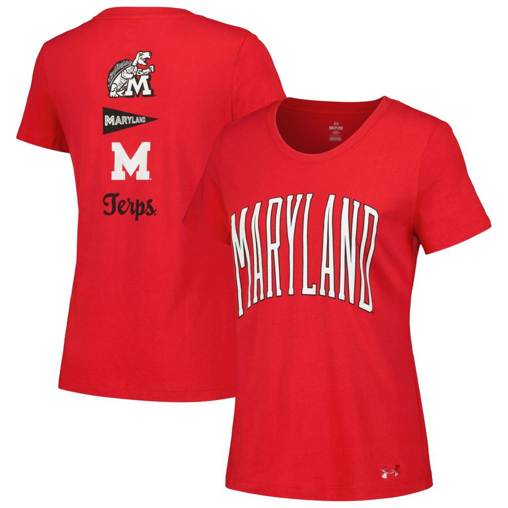 Women's Under Armour Red Maryland Terrapins Two-Hit T-Shirt
