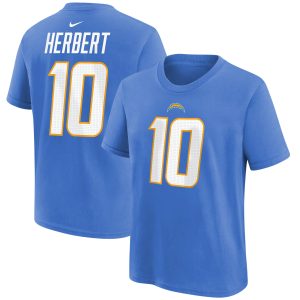 Youth Nike Justin Herbert Powder Blue Los Angeles Chargers Player Name & Number T-Shirt
