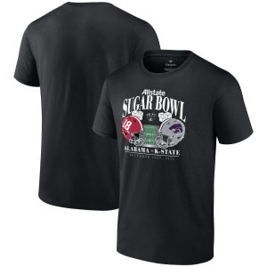 Men's Fanatics Branded Black Alabama Crimson Tide vs. Kansas State Wildcats 2022 Sugar Bowl Matchup Old School T-Shirt