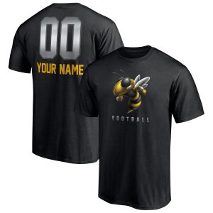 Men's Fanatics Branded Black Georgia Tech Yellow Jackets Personalized Any Name & Number Midnight Mascot T-Shirt