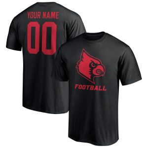 Men's Fanatics Branded Black Louisville Cardinals Personalized Any Name & Number One Color T-Shirt