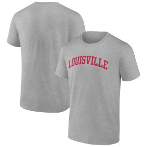 Men's Fanatics Branded Heather Gray Louisville Cardinals Basic Arch T-Shirt