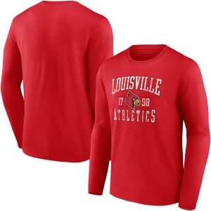 Men's Fanatics Branded Red Louisville Cardinals Long Shot Long Sleeve T-Shirt