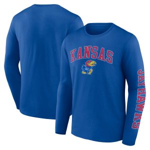 Men's Fanatics Branded Royal Kansas Jayhawks Distressed Arch Over Logo Long Sleeve T-Shirt