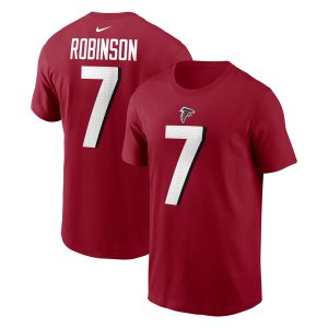 Men's Nike Bijan Robinson Red Atlanta Falcons Player Name & Number T-Shirt