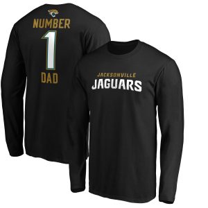 Men's Fanatics Branded Black Jacksonville Jaguars #1 Dad Long Sleeve Team Logo T-Shirt