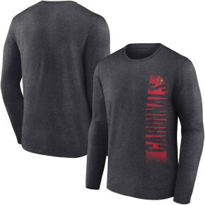 Men's Fanatics Branded Heathered Charcoal Louisville Cardinals Running Ladder Long Sleeve T-Shirt