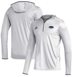 Men's adidas White Florida Atlantic Owls Team Issue Long Sleeve Quarter-Zip Hoodie T-Shirt
