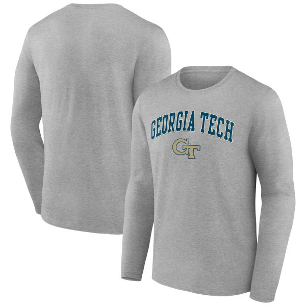 Men's Fanatics Branded Gray Georgia Tech Yellow Jackets Campus Long Sleeve T-Shirt