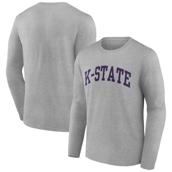 Men's Fanatics Branded Gray Kansas State Wildcats Basic Arch Long Sleeve T-Shirt