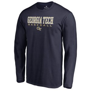 Men's Fanatics Branded Navy Georgia Tech Yellow Jackets True Sport Baseball Long Sleeve T-Shirt