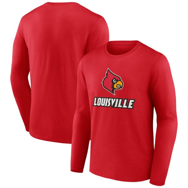 Men's Fanatics Branded Red Louisville Cardinals Lockup Team Long Sleeve T-Shirt