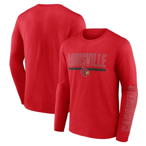 Men's Fanatics Branded Red Louisville Cardinals Modern Two-Hit Long Sleeve T-Shirt