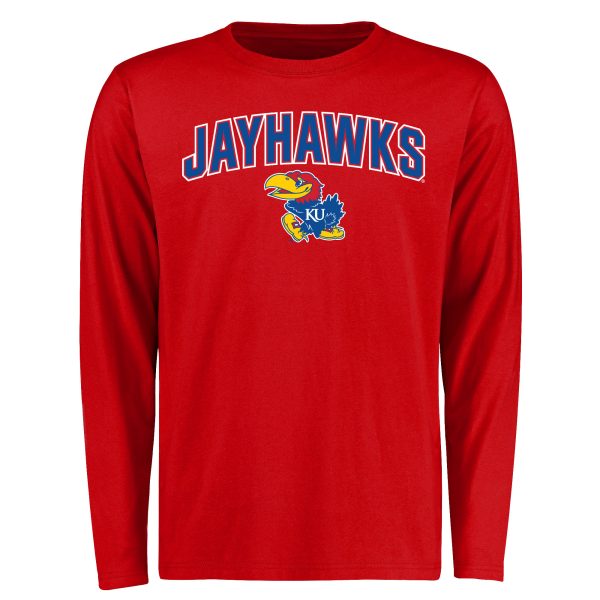 Men's Red Kansas Jayhawks Proud Mascot Long Sleeve T-Shirt