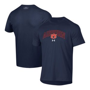Men's Under Armour Navy Auburn Tigers 2023 Sideline Performance Raglan T-Shirt