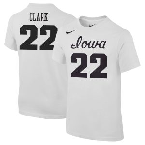 Youth Nike Caitlin Clark White Iowa Hawkeyes Name & Number T-Shirt