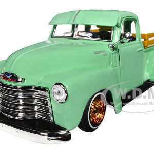 1950 Chevrolet 3100 Pickup Truck Lowrider Light Green with Gold Wheels Lowriders Series 1/24 Diecast Model Car by Maisto