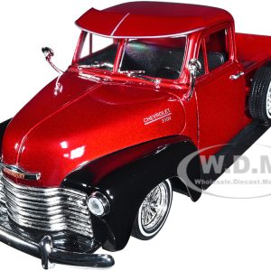 1953 Chevrolet 3100 Pickup Truck Lowrider Red Metallic and Black Two-Tone Low Rider Collection 1/24 Diecast Model Car by Welly