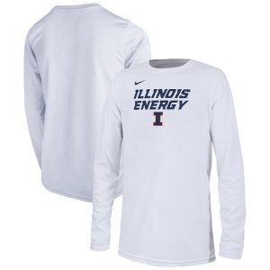 Youth Nike White Illinois Fighting Illini 2024 On-Court Bench Energy T-Shirt